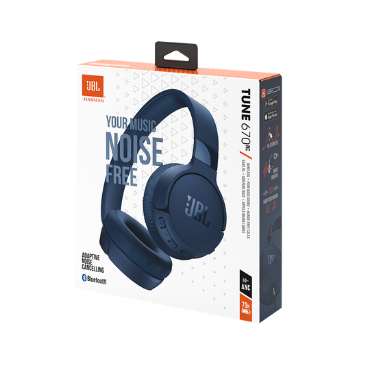JBL Tune 670NC - Blue - Adaptive Noise Cancelling Wireless On-Ear Headphones - Detailshot 10